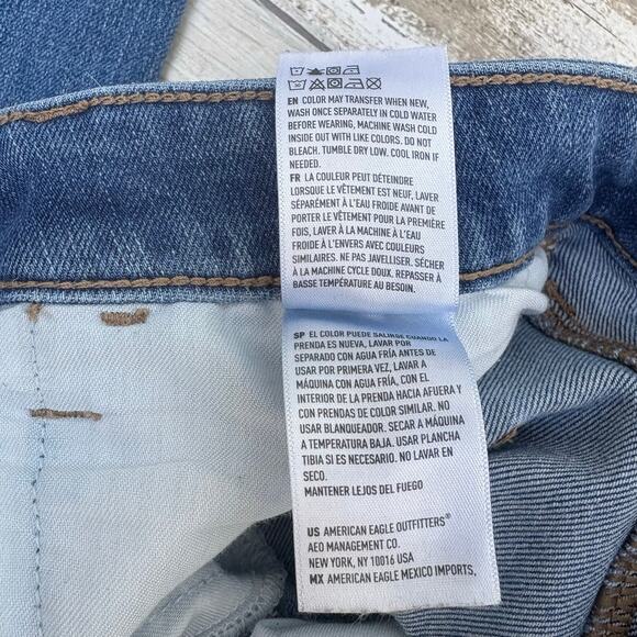 American Eagle Dream Jean 8 Blue Denim Jegging Distressed Ankle Stretch MidRise - Picture 9 of 10